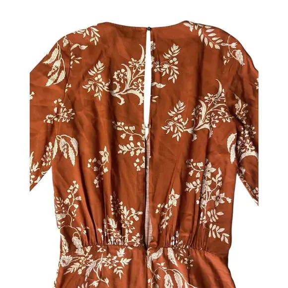 Sezane Floral Jumpsuit in Rust and Cream - Picture 9 of 10